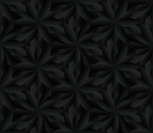 Black Flower Seamless Pattern. Repeating Abstract Dark Floral Background