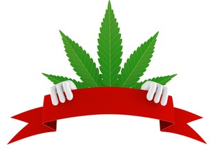 Sticker - Cannabis character with blank banner