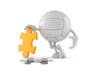 Poster - Volley ball character with jigsaw puzzle