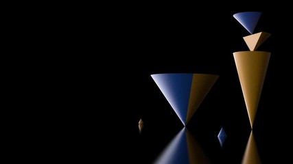 Poster - 3d render background with random simple geometry shapes. Soft Light, roughness surfaces. Loop animation.
