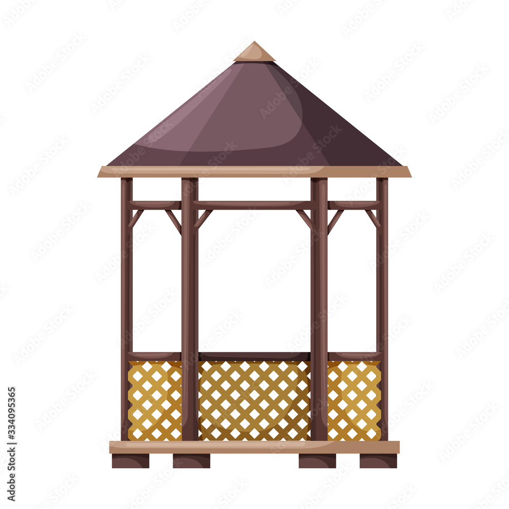 Wooden gazebo of pergola vector icon.Cartoon vector icon isolated on ...