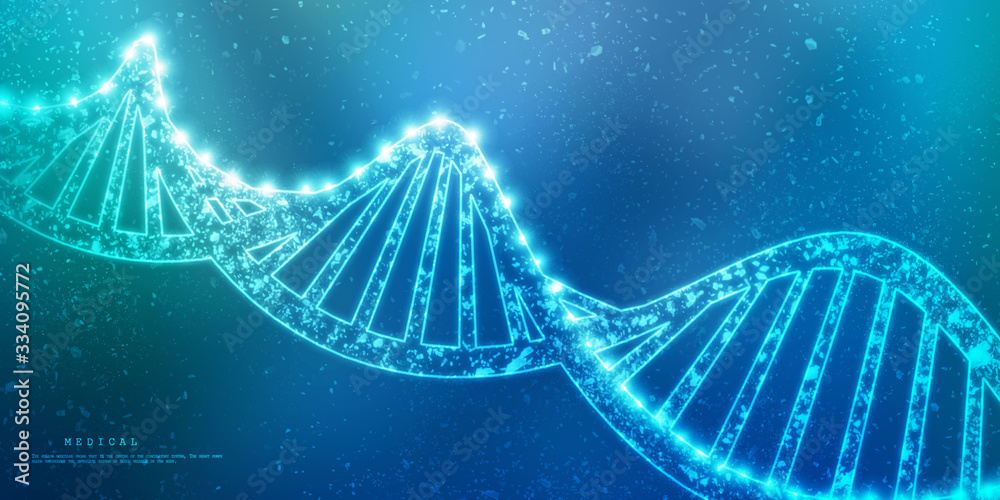 2d render of dna structure, abstract background - obrazy, fototapety, plakaty 