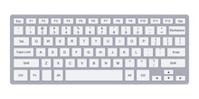 Laptop Qwerty Keyboard With Silver Key Buttons. Vector Illustration Isolated On White Background