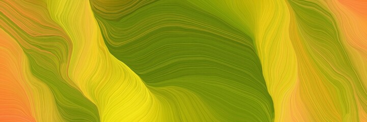 Poster - art decorative curves header design with golden rod, dark green and olive colors