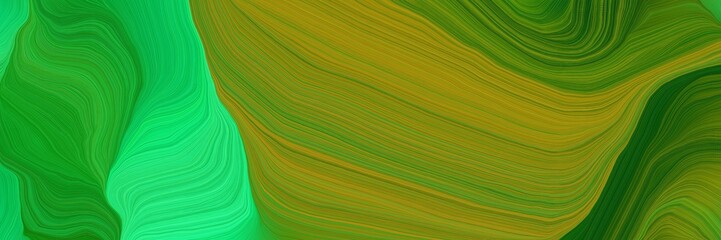 Poster - dynamic decorative waves background with forest green, dark golden rod and spring green colors