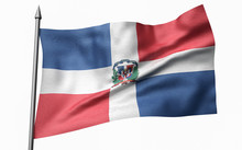 3D Illustration Of Flagpole With Dominican Republic Flag