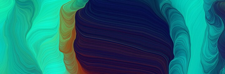 Leinwandbilder - modern colorful curves style with light sea green, very dark blue and teal blue colors