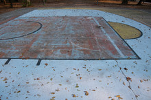 Old Abandoned Basketball Court Flooring