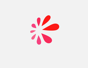 Wall Mural - Creative bright logo icon pattern of red elements in the form of a drop in a circle an abstract flower for your company