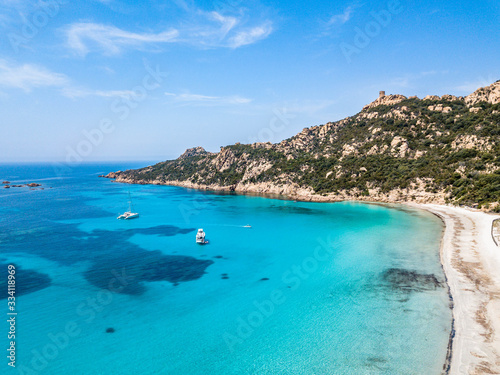 Fotomural Photo aérienne Plage de Roccapina corse du sud