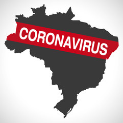 Brazil map with Coronavirus warning illustration