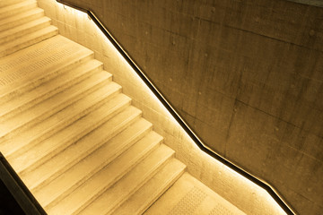 Aufkleber - Empty stairway with illuminated bannister in modern architecture