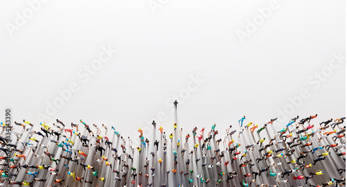 Fotografía Businessman leader leading a large group of people.