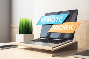 Poster - Laptop on contemporary designer workplace