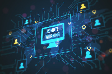 Poster - Business distant coworking remote work interface.