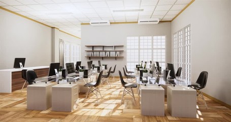 Wall Mural - Office business - beautiful big room office room and conference table, modern style. 3D rendering