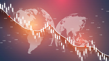 Aufkleber - Stock market and exchange. Business Candle stick graph chart of stock market investment trading. Stock market data. Bullish point, Trend of graph. Vector illustration