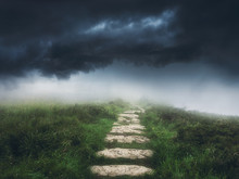 Path To The Storm With Dramatic Sky