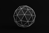 Fototapeta Do przedpokoju - design element. 3d illustration. rendering. 3d white wireframe ball minimalist black