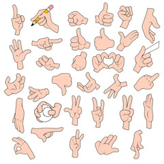 Vector set of cartoon hands