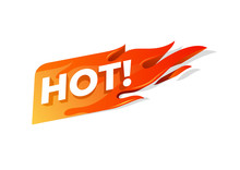 Hot Fire Sign, Promotion Fire Banner, Price Tag, Hot Sale, Offer, Price.
