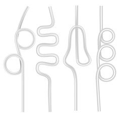 Poster - Realistic 3d Detailed White Drinking Straws Set. Vector