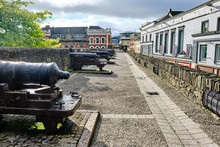 The Line Of Cannons Lined Up Along The Walls Of Derry, Northern Ireland.