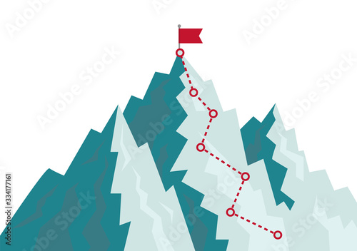 Fotomural Mountain climbing route to goal
