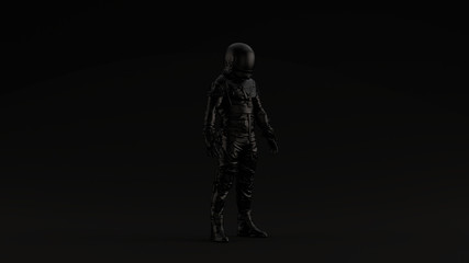 Wall Mural - black retro spaceman astronaut cosmonaut black background 3d illustration 3d render