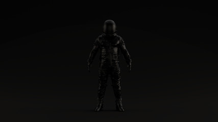 Wall Mural - black retro spaceman astronaut cosmonaut black background 3d illustration 3d render