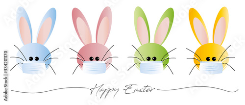 Cute corona easter bunnies with masks Canvas Print