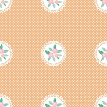 Yellow White Polka Dot Seamless Jpeg Pattern With Floral Elements
