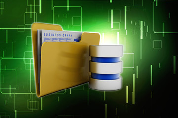 Poster - 3d rendering Folder connected to database