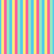 Abstract Colorful Vector Seamless Pattern Backround With Pink, Blue, Yellow, Green Stripes, Vertical Lines.