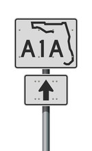 Vector Illustration Of The Florida State Highway White Road Sign On Metallic Pole