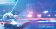 Quarantine coronavirus. Work online at home. World pandemic. Abstract blue banner.
