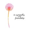 Sympathy card with a single flower. Dandelion silhouette drawing with gradient fill. Minimal poster. Botanical illustration.