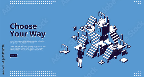 Fotomural Choose your way isometric landing page