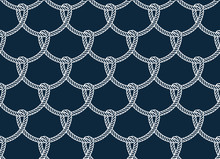 Vector Rope, Fishing Net, Seamless. Blue Background.