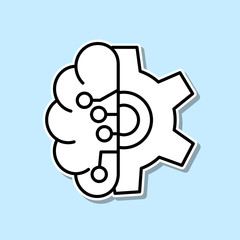 Poster - Mechanic brain sticker icon. Simple thin line, outline vector of Artifical intelligence icons for ui and ux, website or mobile application
