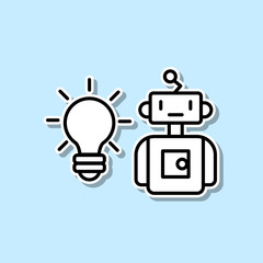 Poster - Robotic idea sticker icon. Simple thin line, outline vector of Artifical intelligence icons for ui and ux, website or mobile application