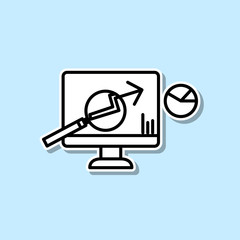 Poster - analysis data, machine sticker icon. simple thin line, outline vector of artifical intelligence icon