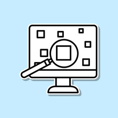 Poster - analysis data, machine sticker icon. simple thin line, outline vector of artifical intelligence icon