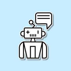 Fototapete - Assistant robot machine sticker icon. Simple thin line, outline vector of Artifical intelligence icons for ui and ux, website or mobile application
