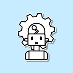 Fototapete - Machine robot smart sticker icon. Simple thin line, outline vector of Artifical intelligence icons for ui and ux, website or mobile application