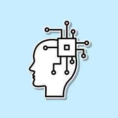 Aufkleber - ai, brain, cpu sticker icon. simple thin line, outline vector of creative thinking icons for ui and 