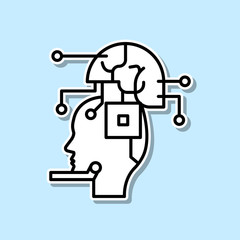 Poster - robot, ai, brain sticker icon. simple thin line, outline vector of creative thinking icons for ui an