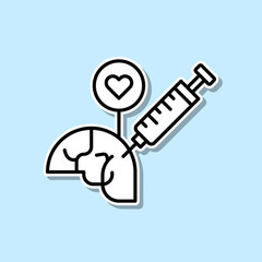 Sticker - Drug, syringe, brain sticker icon. Simple thin line, outline vector of Creative thinking icons for ui and ux, website or mobile application