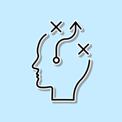 Poster - Planning, strategy, brain sticker icon. Simple thin line, outline vector of Creative thinking icons for ui and ux, website or mobile application