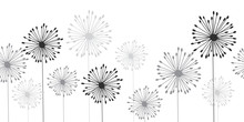 Seamless Dandelion Pattern, Vector Seamless Background With Hand Drawn Plants And Seeds
